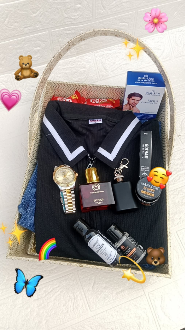 A thoughtfully curated gift basket for a Gentlemen